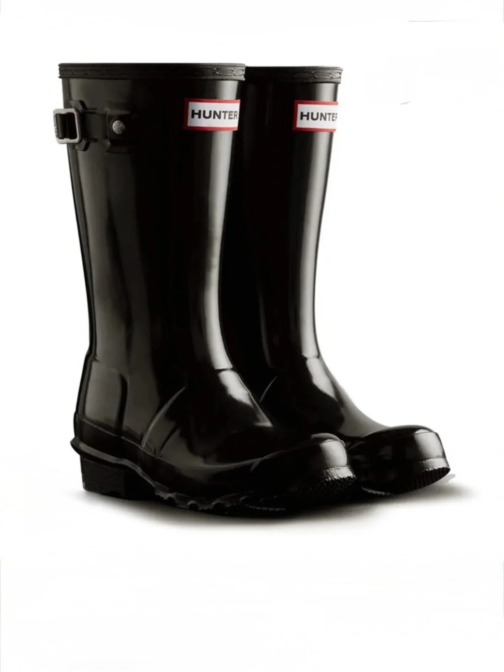 Hunter Original Kids Tall Black Gloss Boots Size 1 Boy 2 Girl